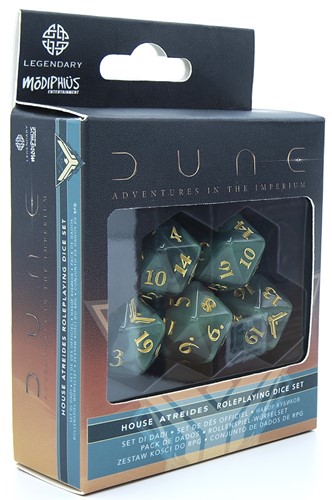 MUH052169 Dune RPG: Atreides Dice Set published by Modiphius