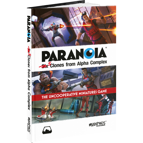 1!MUH087002 Paranoia: The Uncooperative Board Game Five Clones From Alpha Complex Book published by Modiphius