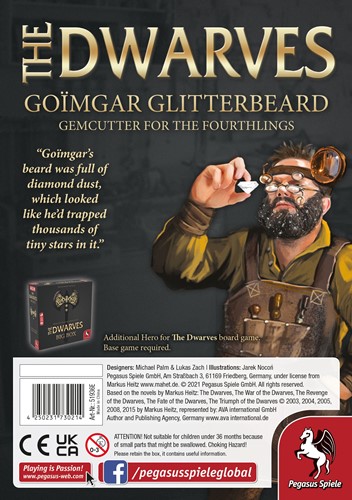 PEG51936E The Dwarves Board Game: Goimgar Glitterbeard Character Pack published by Pegasus Spiele