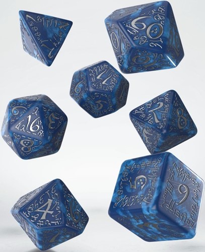 QWSSELV10 Q-Workshop Elvish Cobalt And Silver Dice Set published by Q-Workshop