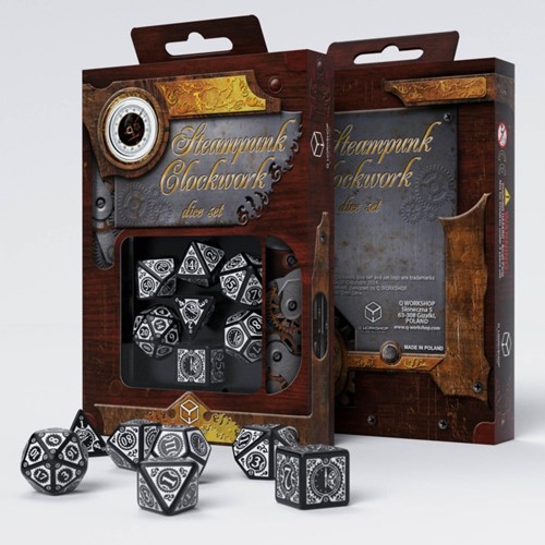 QWSSTC05QWP Q-Workshop Steampunk Clockwork Black And White Dice Set published by Q-Workshop