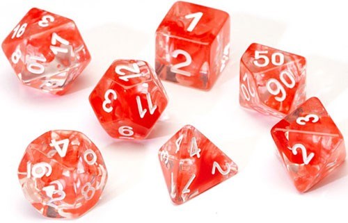 Red Cloud Transparent Polyhedral Dice Set