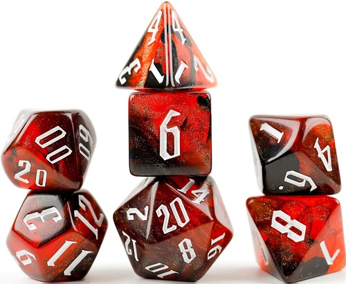 SDZ001303 Cherry Nebula Polyhedral Dice Set published by Sirius Dice