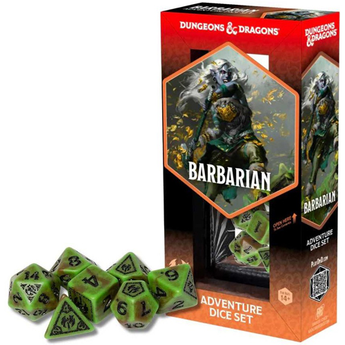 3!SDZ200210 Dungeons And Dragons Adventure Dice Set - Barbarian (Green, Brown) published by Sirius Dice