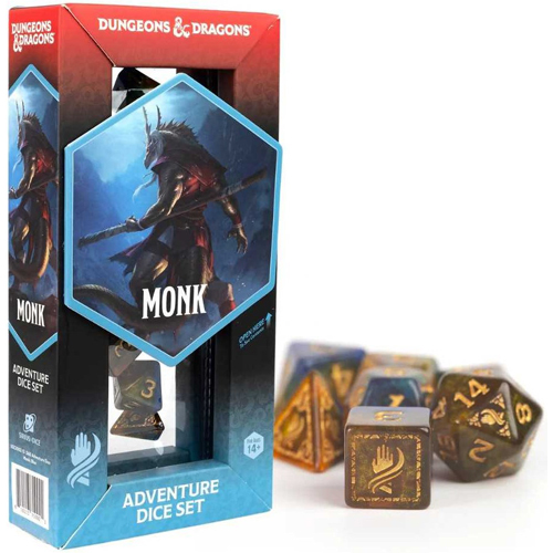 3!SDZ200213 Dungeons And Dragons Adventure Dice Set - Monk: Blue published by Sirius Dice