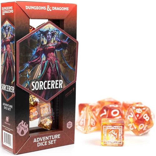 3!SDZ200217 Dungeons And Dragons Adventure Dice Set - Sorcerer: Orange published by Sirius Dice
