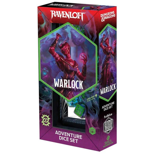1!SDZ200236 Dungeons And Dragons Adventure Dice Set - Warlock: Purple, Green published by Sirius Dice