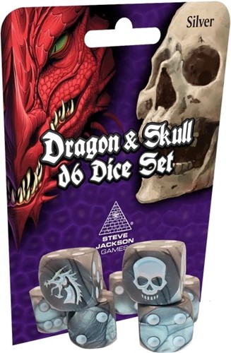Dragon And Skull D6 Dice Pack - Silver