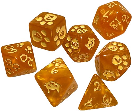 SJ5906A Kitten Polyhedral Dice Set: Orange published by Steve Jackson Games