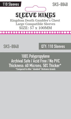 110 x Kingdom Death Gambler's Chest Large Compatible Sleeves (57mm x 100mm)