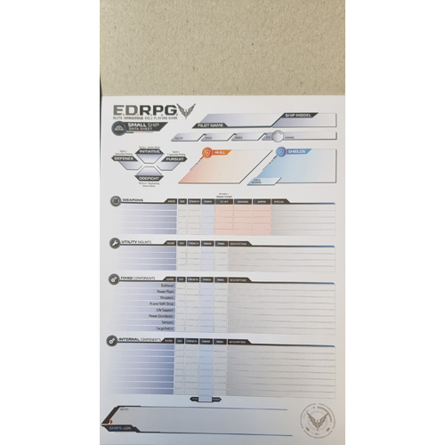 2!SPIEDRPGCS Elite Dangerous RPG: Character Sheet Pad published by Spidermind Games