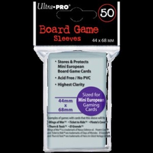 2!UP82661S 50 Board Game Sleeves Clear Pack 44mm x 68mm published by Ultra Pro