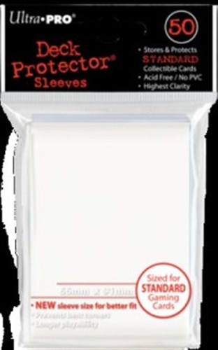 3!UP82668S 50 x White Standard Card Sleeves 66mm x 91mm (Ultra Pro) published by Ultra Pro
