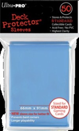 3!UP82677S 50 x Light Blue Standard Card Sleeves 66mm x 91mm (Ultra Pro) published by Ultra Pro