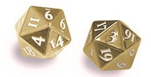 UP85089 Heavy Metal D20 Dice Set: Gold with White published by Ultra Pro