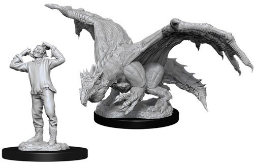 WZK90029S Dungeons And Dragons Nolzur's Marvelous Unpainted Minis: Green Dragon Wyrmling And Afflicted Elf published by WizKids Games