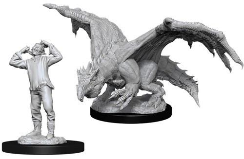 WZK90029S Dungeons And Dragons Nolzur's Marvelous Unpainted Minis: Green Dragon Wyrmling And Afflicted Elf published by WizKids Games