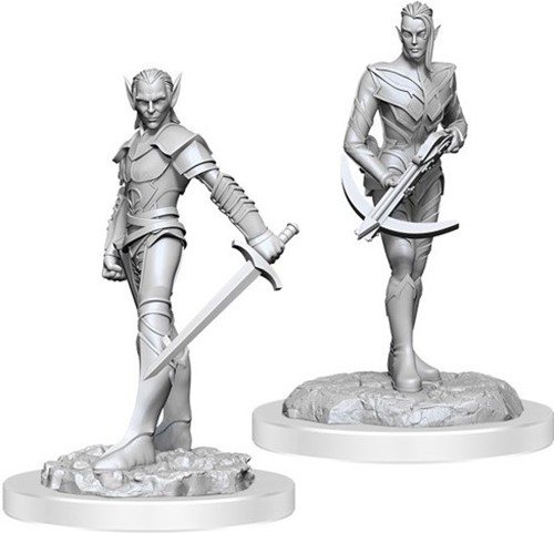 WZK90525S Dungeons And Dragons Nolzur's Marvelous Unpainted Minis: Drow Fighters published by WizKids Games