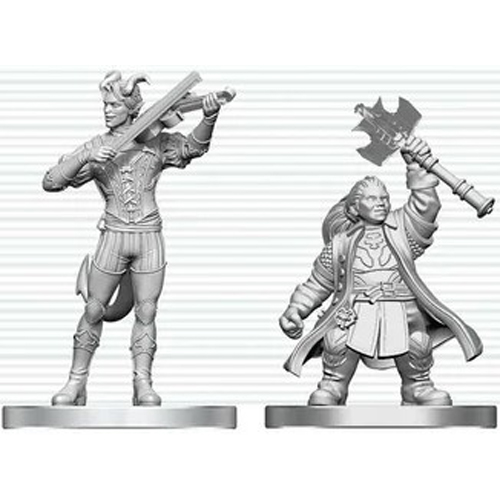 3!WZK90885 Dungeons And Dragons Nolzur's Marvelous Unpainted Minis: Tiefling Bard And Dwarf Cleric published by WizKids Games