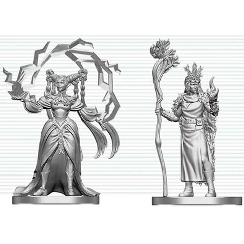 3!WZK90886 Dungeons And Dragons Nolzur's Marvelous Unpainted Minis: Human Druid And Elf Sorcerer published by WizKids Games
