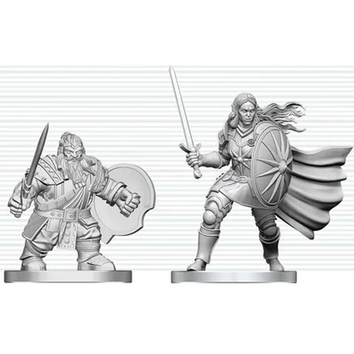3!WZK90887 Dungeons And Dragons Nolzur's Marvelous Unpainted Minis: Dwarf Fighter And Orc Paladin published by WizKids Games