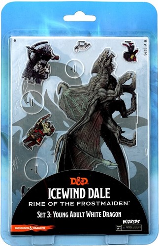 WZK94507 Dungeons And Dragons: Essentials 2D Miniatures: Icewind Dale: Rime Of The Frostmaiden - Young Adult White Dragon published by WizKids Games